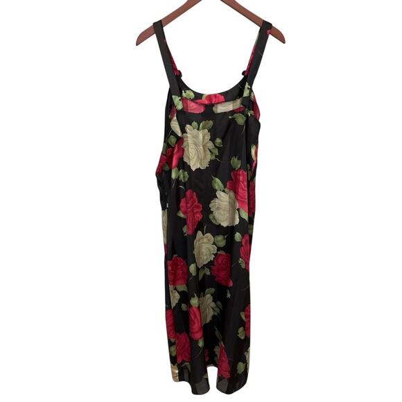 Vintage 90s Floral Slip Maxi Dress Sz L Roses Fairycore Whimsygoth Romantic - Picture 3 of 10